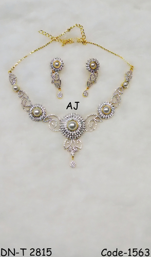 American Diamond Necklace with Pearl