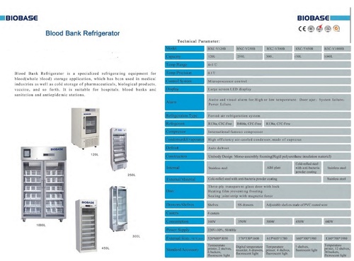 Blood bank refrigerators