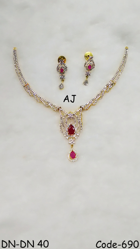 American Diamond Necklace with Colour Stone