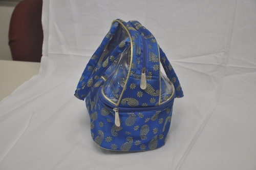 Ladies Bag - Fabric, 10x12x5 Inches, Blue | Zipper Closure, Multiple Pockets, Lightweight, Elegant Design, Tear Resistant, Portable, Stylish
