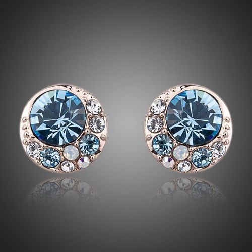 Blue Imitation Jewellery Gold Plated CZ Earrings