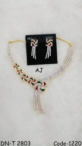 American Diamond Necklace with Meena