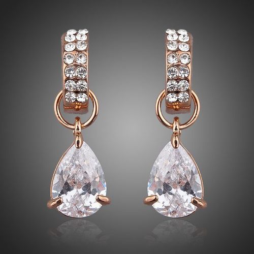 Gold Plated Transparent Drop Earrings
