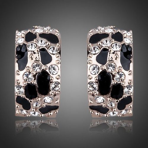 18K Gold Plated Leopard with Rhinestones Clip Earrings