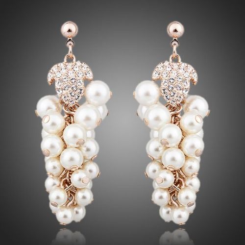 Pearl 18K Gold Plated European Crystal Drop Earrings