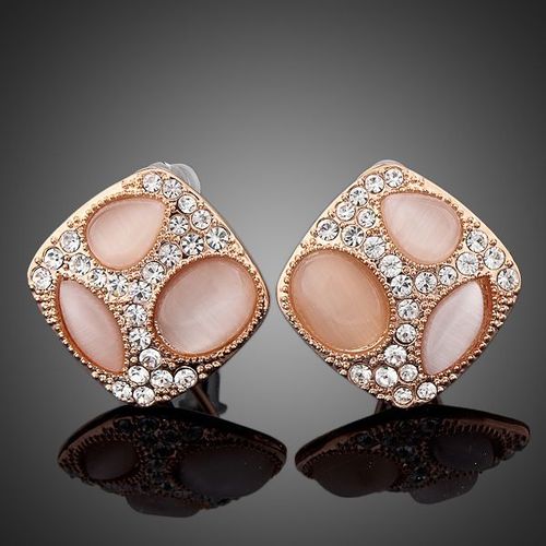 Exceptionally Designed Gold Plated Clear European Crystals Stud Earrings