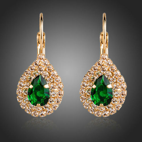 Costume Jewellery Emerald Style CZ Drop Earrings