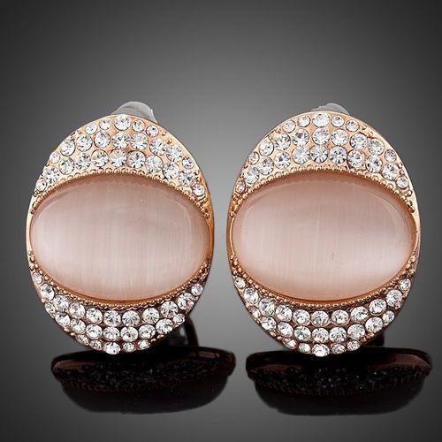 Gold Plated Clear European Crystals Stud Earrings
