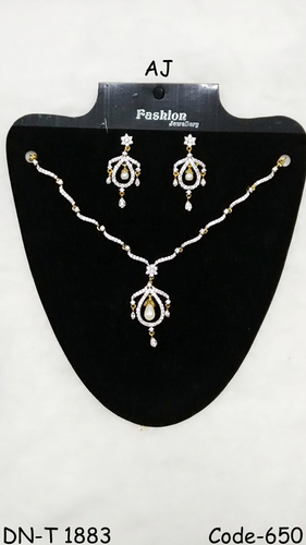 American Diamond Necklace with Pearl