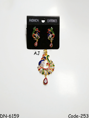 American Diamond Peacock Pendant Set