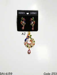 American Diamond Peacock Pendant Set