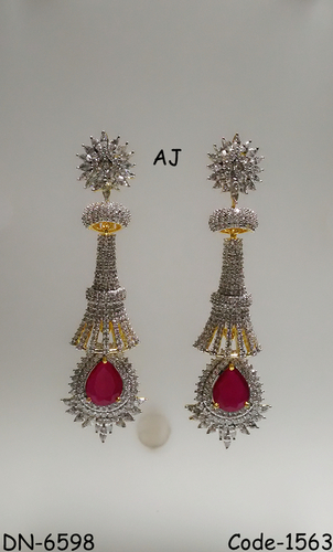 American DiamDiamond ond Earring with Colour Stone