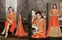 Churidar Salwar Kameez - Heavy Banglori Silk Top, Santoon Bottom, Naznin Dupatta | Multi Color, Embroidered, Full Sleeves For All Seasons