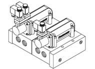 Gang Manifold - G 3/8 & G 3/4 Basic Poppet Valves, Compact Unit with One-Piece Manifold Block, Individual Cylinder Ports, Common Inlet and Exhaust, Reduced Piping and Leak Prevention