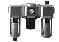 Maxflow Filter + Regulator + Lubricator - G1/4 - G1, ISO Spec, Rolling Diaphragm, Semi-Automatic Drain, Lockable Knob