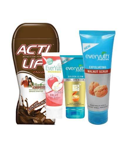 ACTILIFE CHOCOLATE+ EY GOLDEN GLOW PEEL-OFF + EY WALNUT SCRUB + EY CREAM FACEWASH