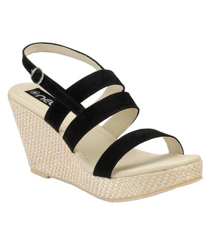 Nell Black Wedges Sandals