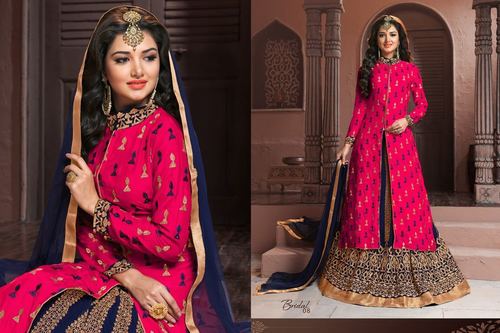 Georgette Designer Suits - Multi Color Plazzo Set, Hand Embroidered Bollywood Style with Dupatta