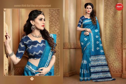 Art Silk Printed Saree - 5.5 M Length with 0.8 M Blouse, Designer Printed Silk Fabric