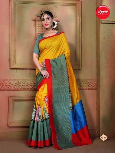 Yellow Art Silk Designer Saree