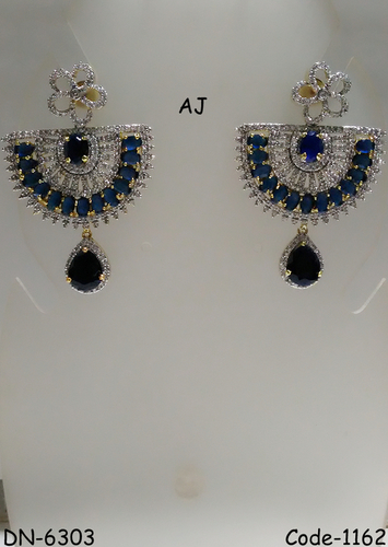 American Diamond Earring with Colour Stone