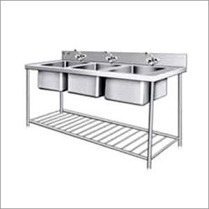 Silver Three Sink Washing Unit