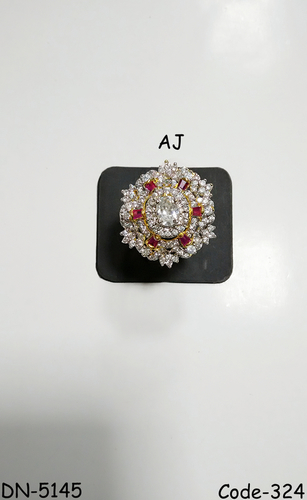 American Diamond Fancy Ring with Colour Stone