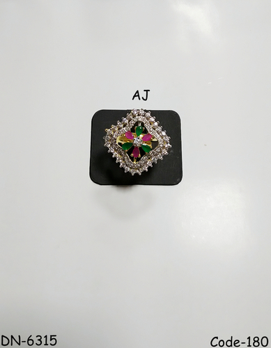 American Diamond Fancy Ring with Colour Stone