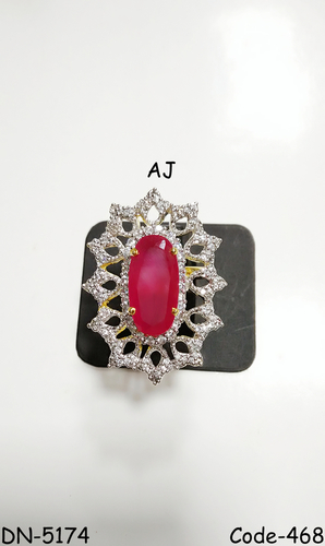 American Diamond Fancy Ring with Colour Stone