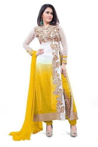 Yellow And White Designer Salwar Kameez