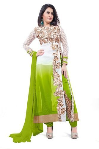 White And Green Fancy Designer Party Wear Suit