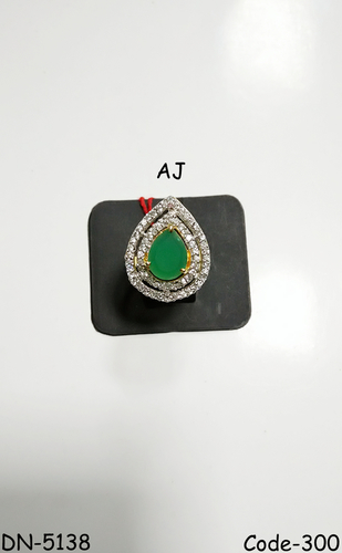 American Diamond Fancy Ring with Colour Stone