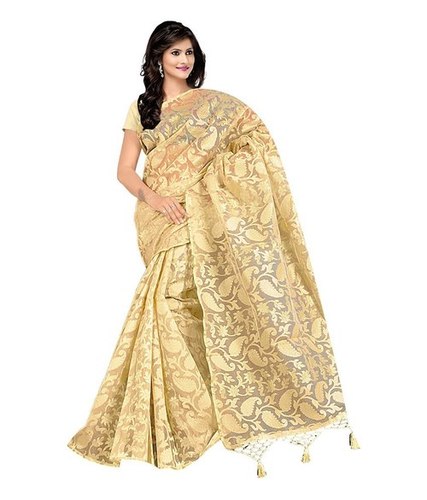 Parichay Beige Jamdani Silk Saree With Blouse Piece 