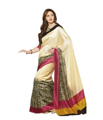 Abida Multi Color Printed Saree With Blouse Piece ;