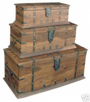 Antique Wooden Box Set