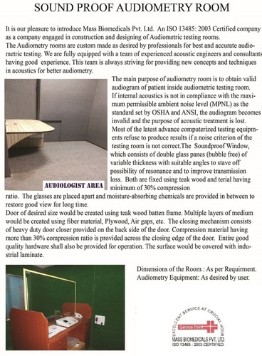 SOUND PROOF AUDIOMETRY ROOM By MASS BIOMEDICALS PVT. LTD.