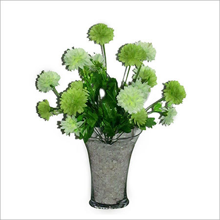 Artificial Flowers - Plastic And Fabric, 12x8 Inches, Green | Lifelike Appearance, Durable, Easy Maintenance, Versatile Dã©cor, Includes Glass Vase