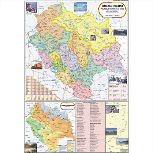 Himachal Pradesh Political Map Manufacturer, Himachal Pradesh Political ...