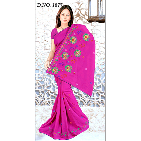 Aishwarya-20 - Synthetic, 5.5m x 1.1m, Pink | Embroidered Design, Elegant, Comfortable, Durable