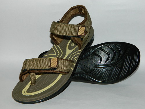 PU Gents Sandal - PU, Rubber, Size 4x8, Tan | Comfortable Strap, Durable, Lightweight, Breathable