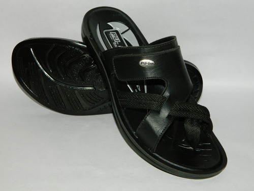 Pu Slipper - PU Material, Size 6x10, Black | Comfortable, Durable, Lightweight, Stylish, Rubber Sole