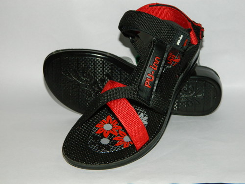 Pu Sandal ladies blk/red - PU Material, Multiple Sizes, Black/Red | Comfortable, Durable, Lightweight, Breathable Strap Sandals