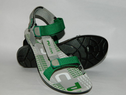 Pu Sandal Ladies Grey/Green