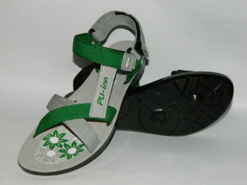 Ladies Pu Sandal Grey/Green