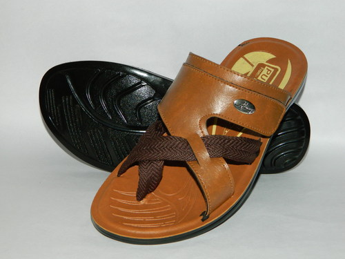PU Gents Slipper Tan - PU Leather, Tan Color | Comfortable Wear, Durable, Lightweight, Slip-on Style