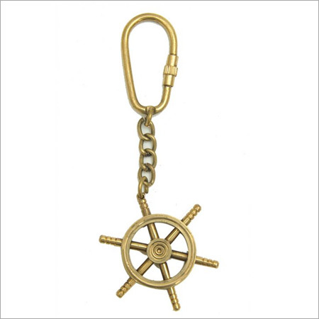 Brass Ship Steering Wheel Keychains