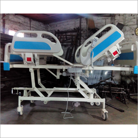 Hospital Fowler Bed - Rectangular M.S. Tube Frame, 206L x 90W x 60H cms | Ergonomic Design, Detachable S.S. Bows, Telescopic IV Rod, Castors