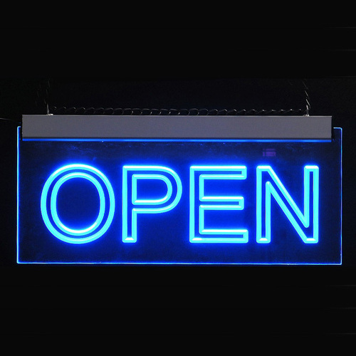 Edge Lit Acrylic Signage - Acrylic, Variable Size, Blue, 12V LED | Bright Display, Energy Efficient, Durable, Easy Installation