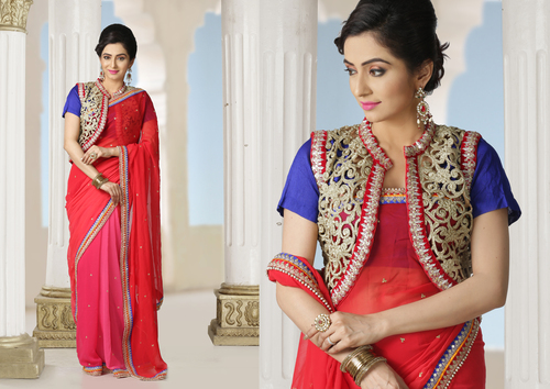 Designer Chiffon with Shrug