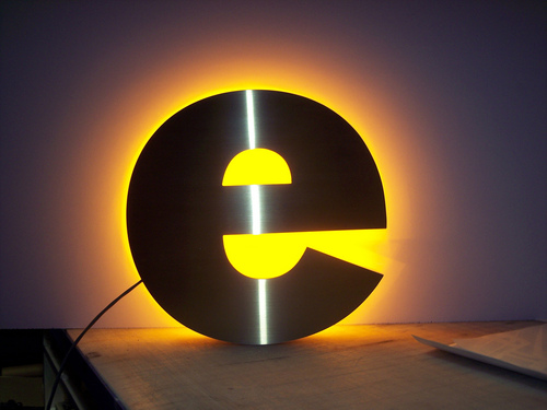 SS Signage with Halo Effect - Stainless Steel, Variable Size, Silver | LED Lighting, Halo Effect, Wall Mount, Indoor/Outdoor Use